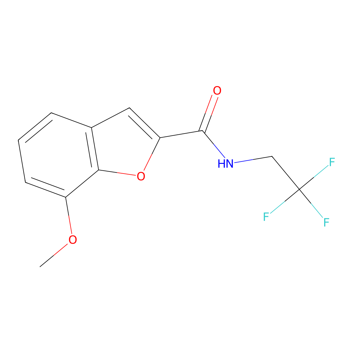 7-methoxy-N-(2,2,2-trifluoroethyl)-1-benzofuran-2-carboxamide molecular structure, CAS 1202982-68-0