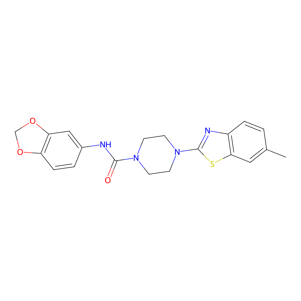 N-(benzo[d][1,3]dioxol-5-yl)-4-(6-methylbenzo[d]thiazol-2-yl)piperazine-1-carboxamide molecular structure, CAS 1202983-36-5