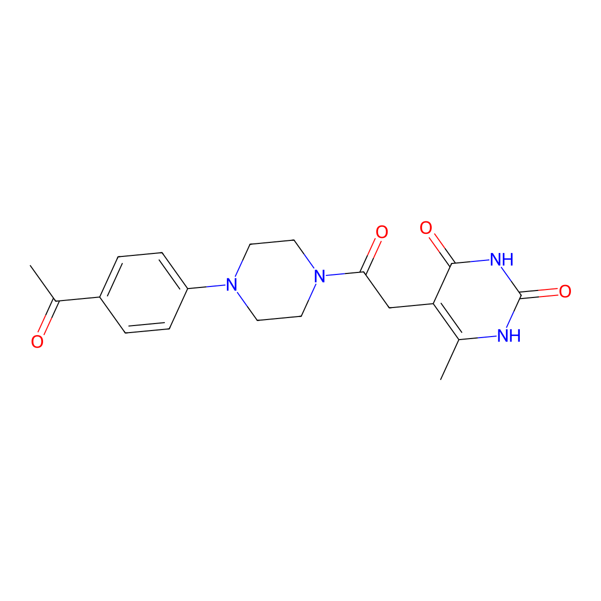 5-(2-(4-(4-acetylphenyl)piperazin-1-yl)-2-oxoethyl)-6-methylpyrimidine-2,4(1H,3H)-dione molecular structure, CAS 1202983-67-2