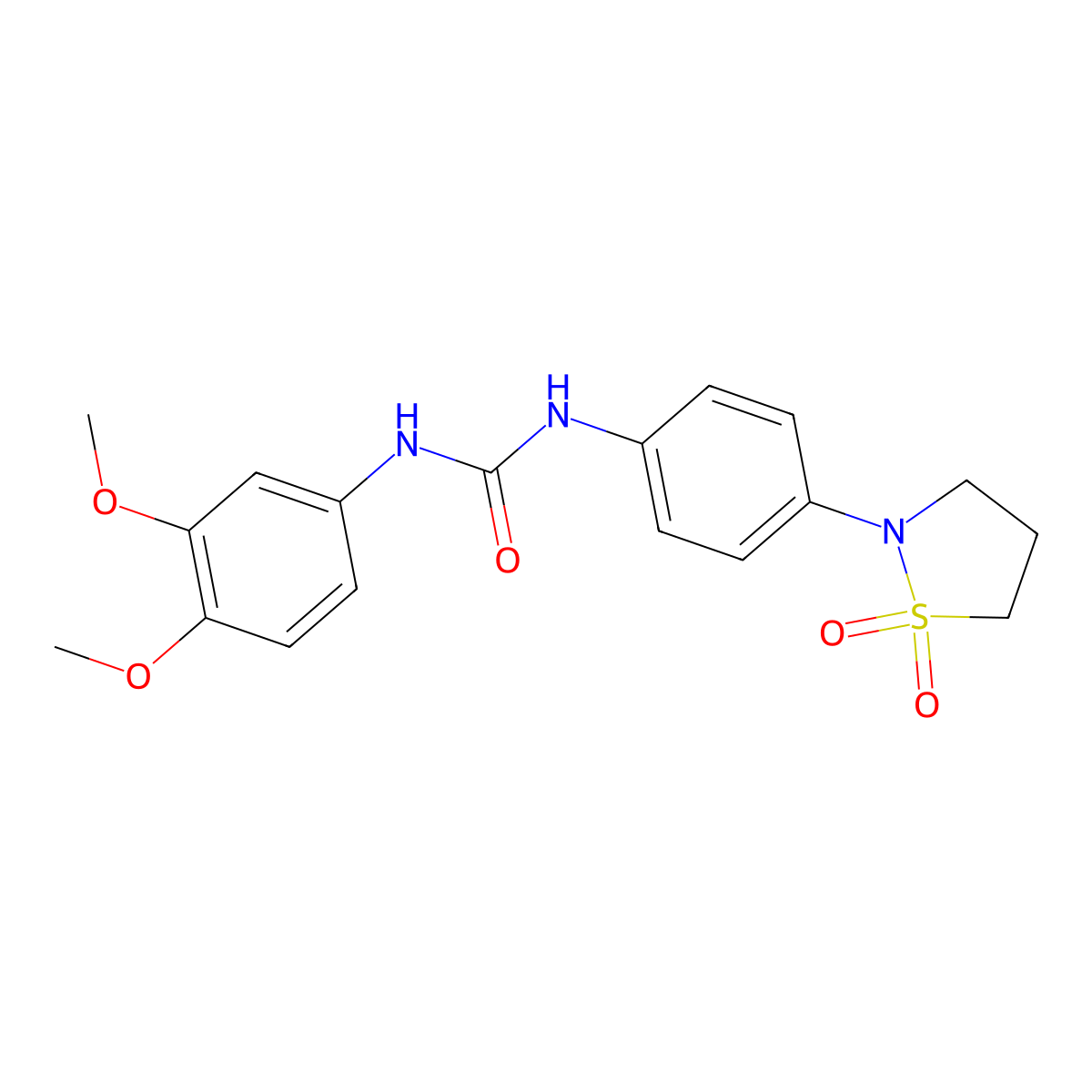 1-(3,4-Dimethoxyphenyl)-3-(4-(1,1-dioxidoisothiazolidin-2-yl)phenyl)urea molecular structure, CAS 1202985-23-6