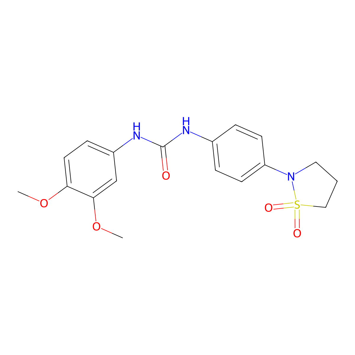 1-(3,4-Dimethoxyphenyl)-3-(4-(1,1-dioxidoisothiazolidin-2-yl)phenyl)urea molecular structure, CAS 1202985-23-6