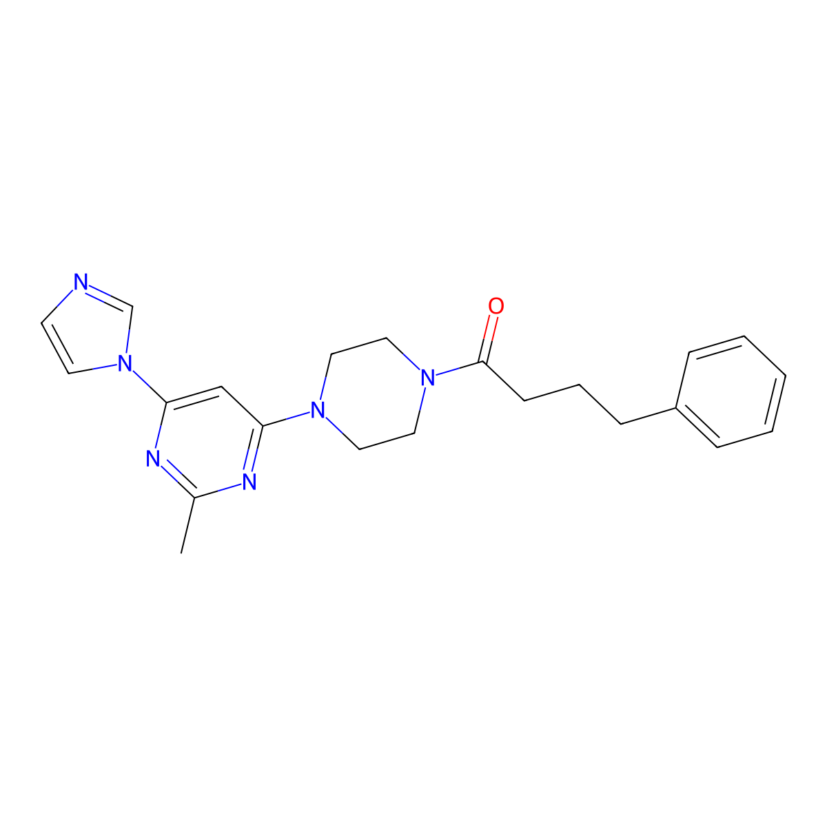 1-(4-(6-(1H-imidazol-1-yl)-2-methylpyrimidin-4-yl)piperazin-1-yl)-4-phenylbutan-1-one molecular structure, CAS 1202985-37-2