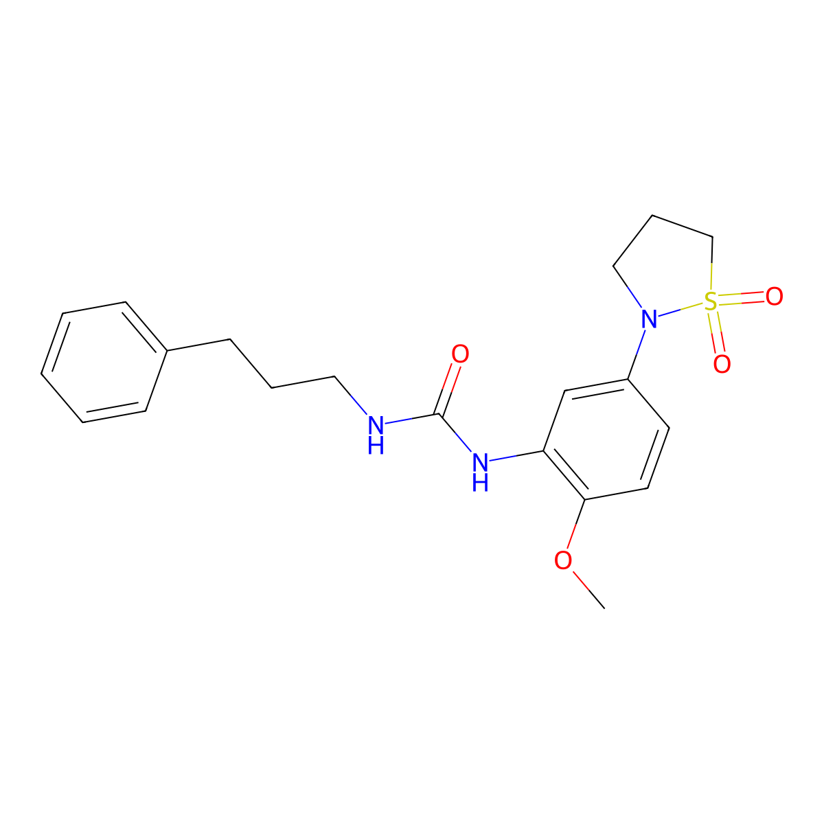 1-(5-(1,1-Dioxidoisothiazolidin-2-yl)-2-methoxyphenyl)-3-(3-phenylpropyl)urea molecular structure, CAS 1202985-45-2