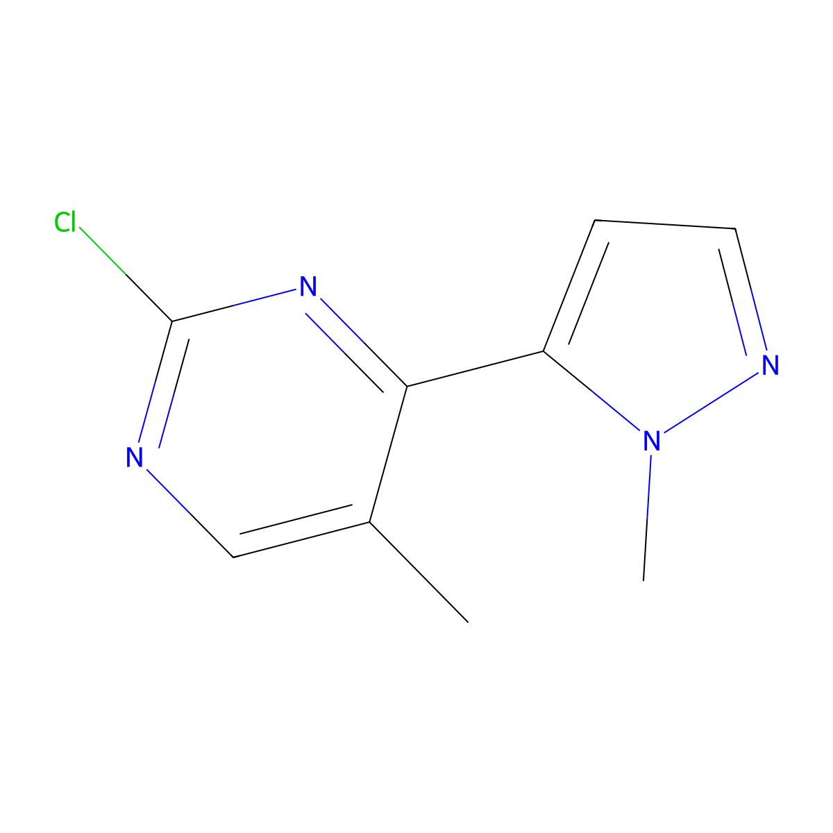 2-Chloro-5-methyl-4-(1-methyl-1H-pyrazol-5-yl)pyrimidine molecular structure, CAS 1202986-04-6