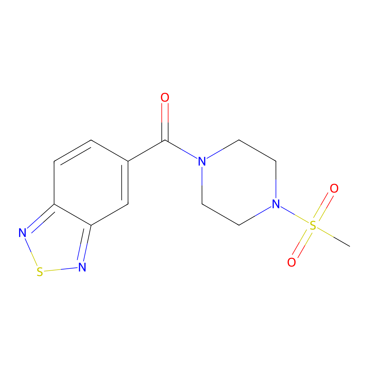 Benzo[c][1,2,5]thiadiazol-5-yl(4-(methylsulfonyl)piperazin-1-yl)methanone molecular structure, CAS 1202986-36-4