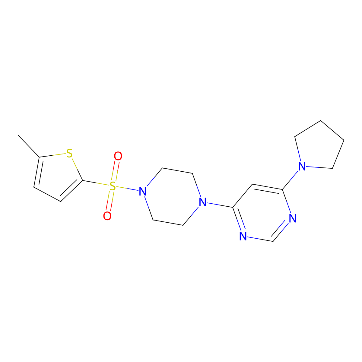 4-{4-[(5-Methylthiophen-2-yl)sulfonyl]piperazin-1-yl}-6-(pyrrolidin-1-yl)pyrimidine molecular structure, CAS 1202986-45-5