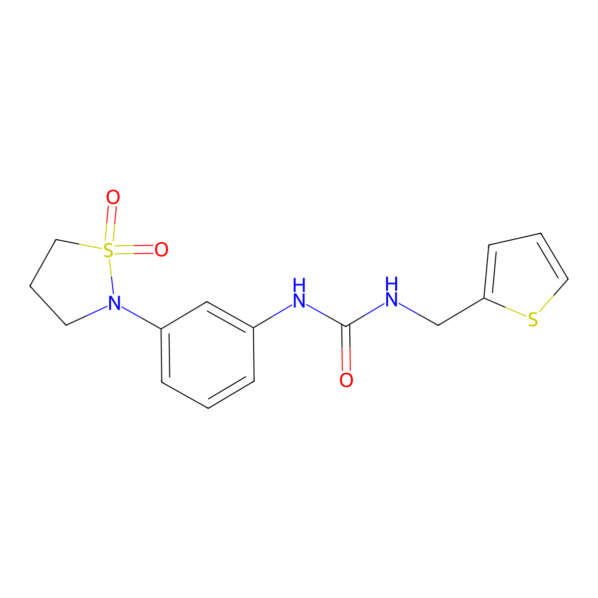 1-(3-(1,1-Dioxidoisothiazolidin-2-yl)phenyl)-3-(thiophen-2-ylmethyl)urea molecular structure, CAS 1202988-60-0