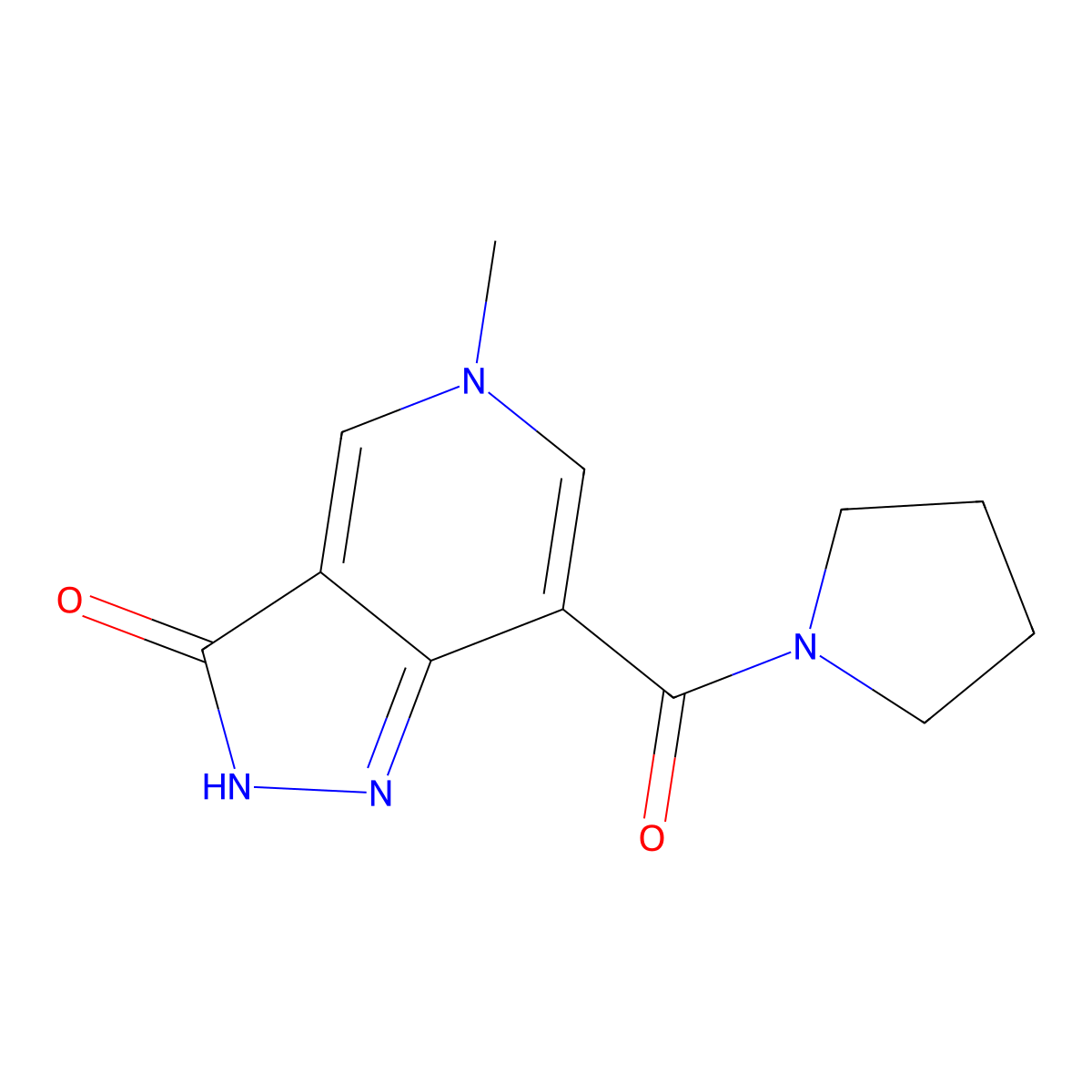 5-methyl-7-(pyrrolidine-1-carbonyl)-2H-pyrazolo[4,3-c]pyridin-3(5H)-one molecular structure, CAS 1202988-97-3