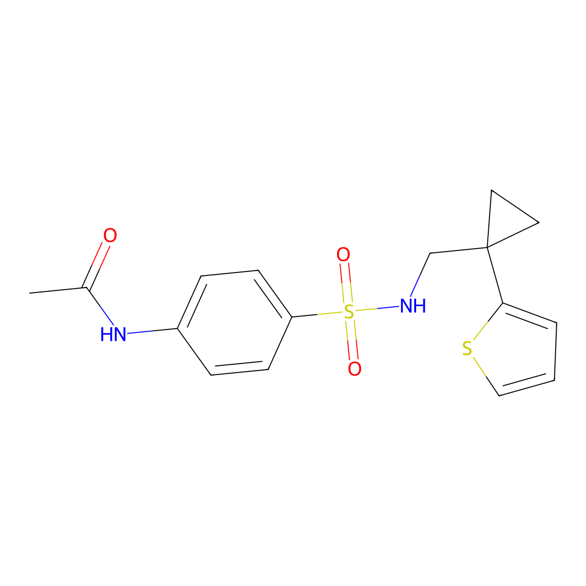 N-[4-({[1-(thiophen-2-yl)cyclopropyl]methyl}sulfamoyl)phenyl]acetamide molecular structure, CAS 1202989-98-7