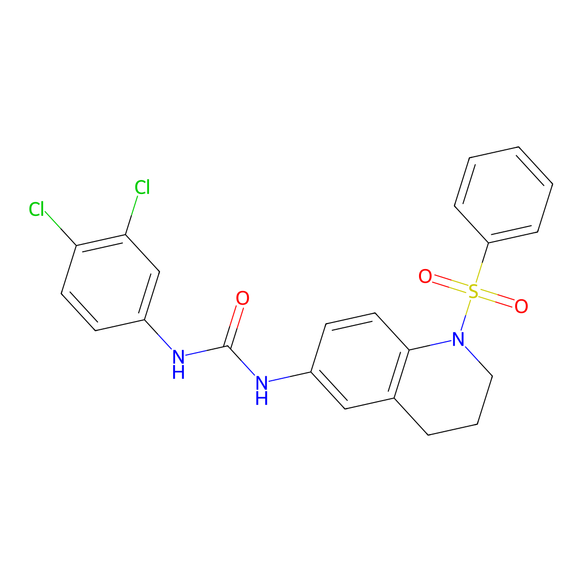 1-(3,4-Dichlorophenyl)-3-(1-(phenylsulfonyl)-1,2,3,4-tetrahydroquinolin-6-yl)urea molecular structure, CAS 1202990-24-6