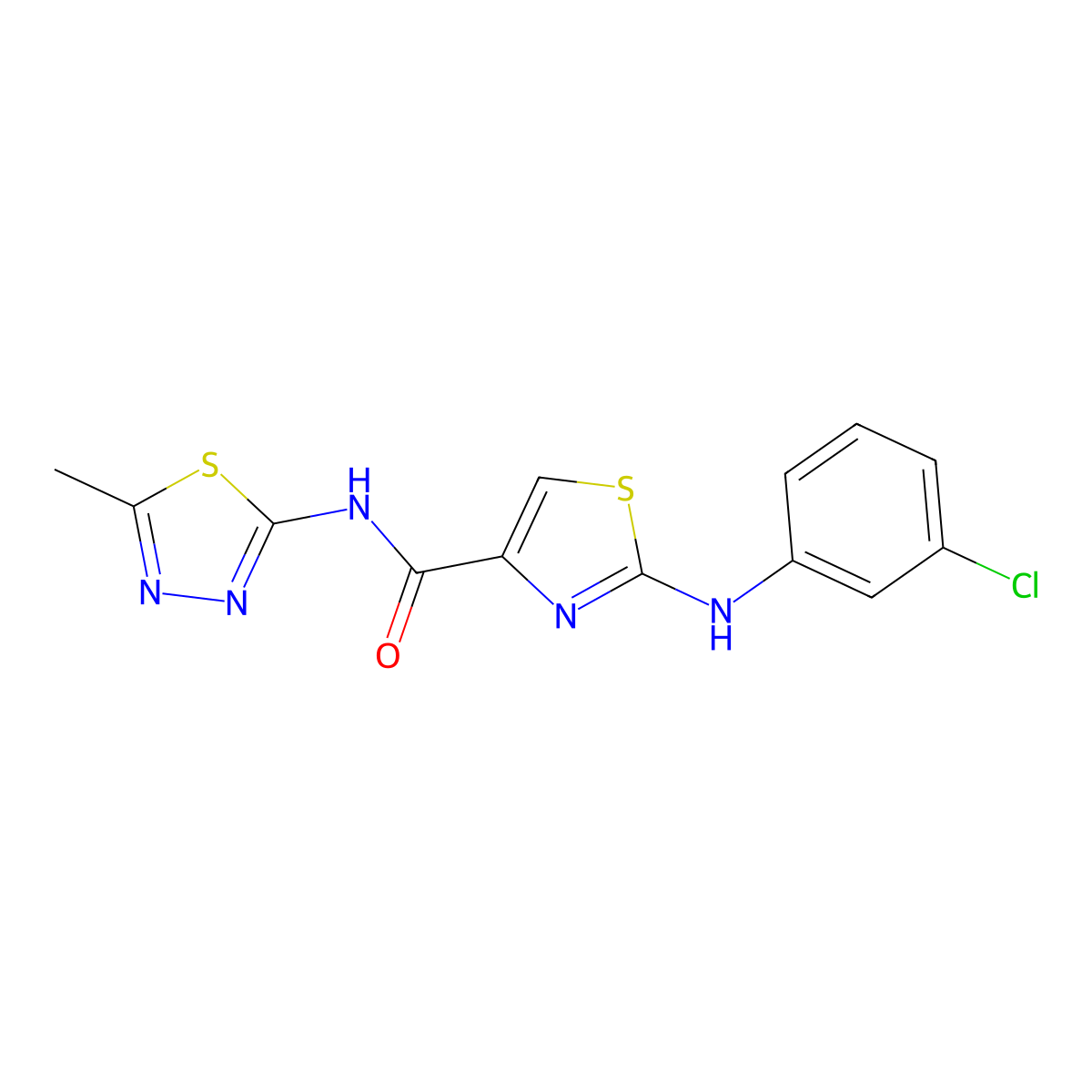 2-((3-chlorophenyl)amino)-N-(5-methyl-1,3,4-thiadiazol-2-yl)thiazole-4-carboxamide molecular structure, CAS 1202990-67-7