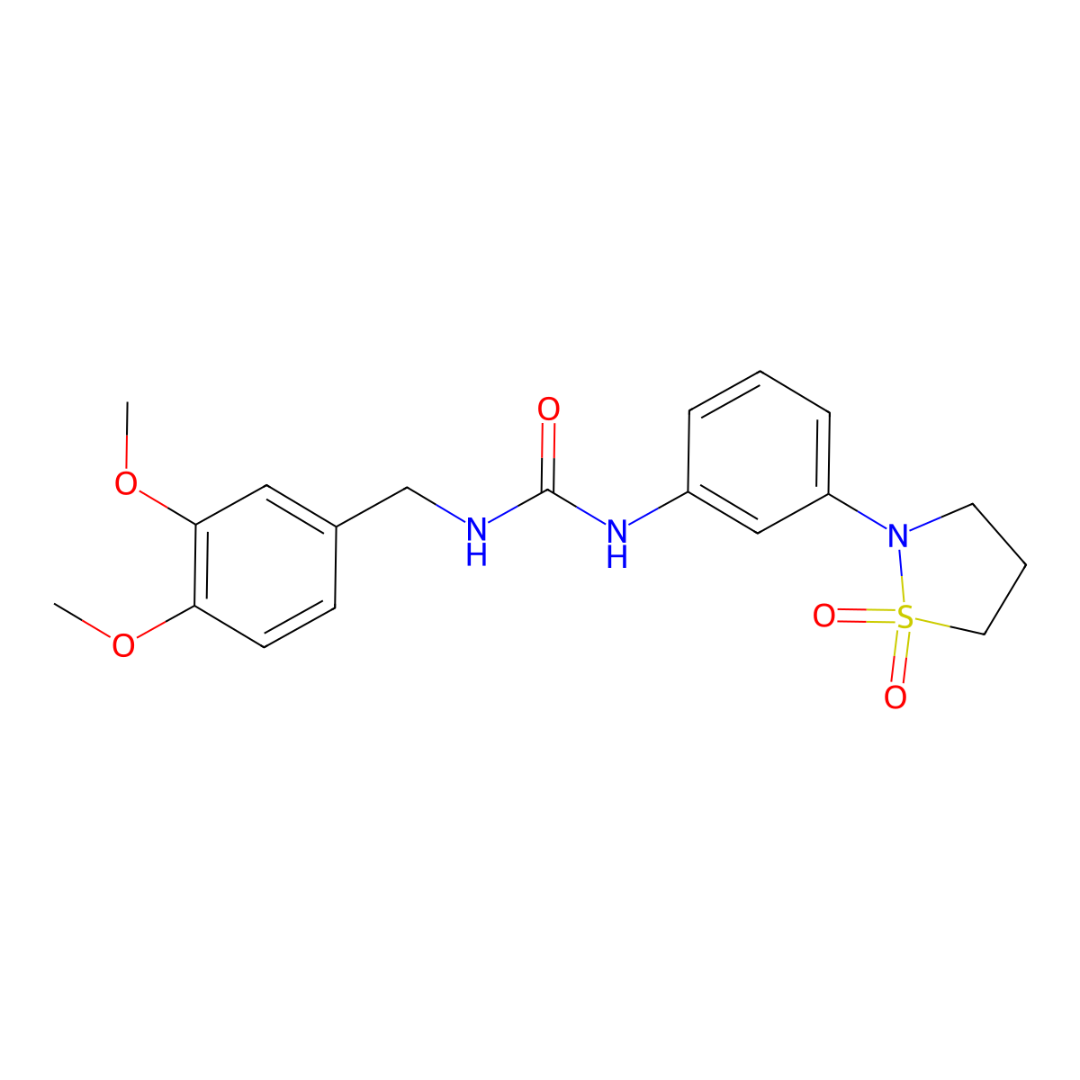 1-(3,4-Dimethoxybenzyl)-3-(3-(1,1-dioxidoisothiazolidin-2-yl)phenyl)urea molecular structure, CAS 1202991-72-7