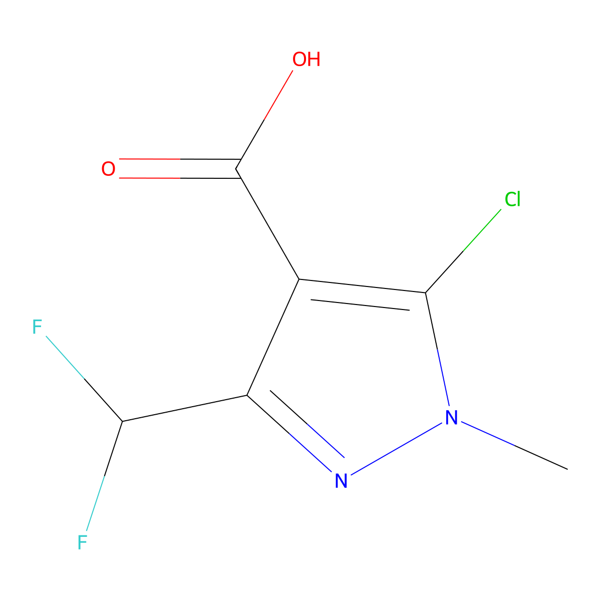 5-Chloro-3-(difluoromethyl)-1-methyl-1H-pyrazole-4-carboxylic acid molecular structure, CAS 1202993-11-0