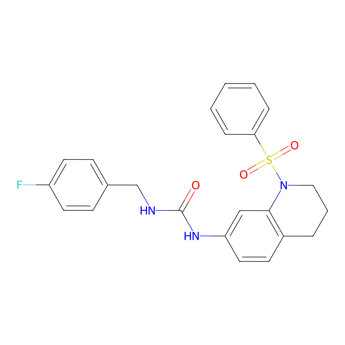 1-(4-Fluorobenzyl)-3-(1-(phenylsulfonyl)-1,2,3,4-tetrahydroquinolin-7-yl)urea molecular structure, CAS 1202993-28-9
