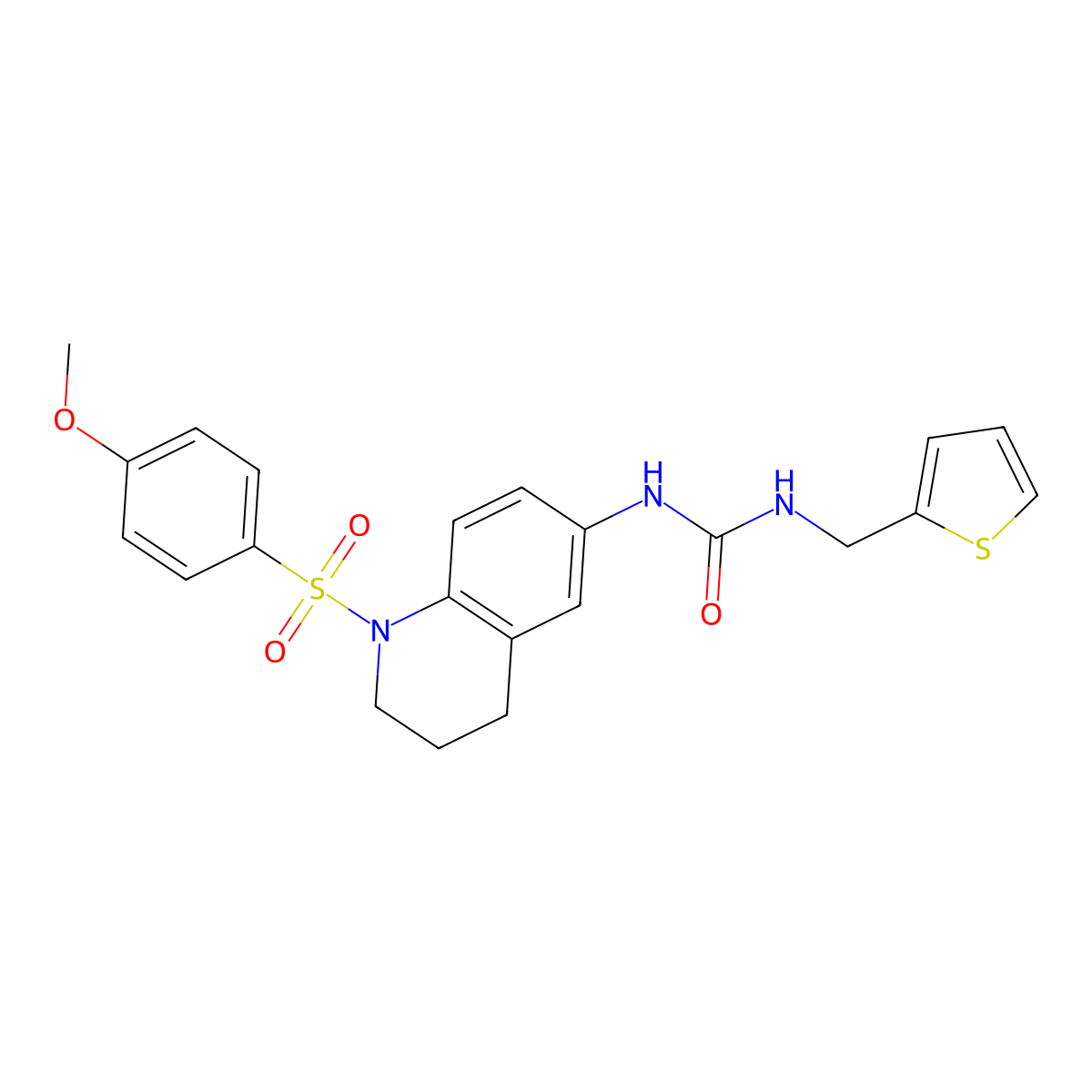 1-(1-((4-Methoxyphenyl)sulfonyl)-1,2,3,4-tetrahydroquinolin-6-yl)-3-(thiophen-2-ylmethyl)urea molecular structure, CAS 1202994-66-8