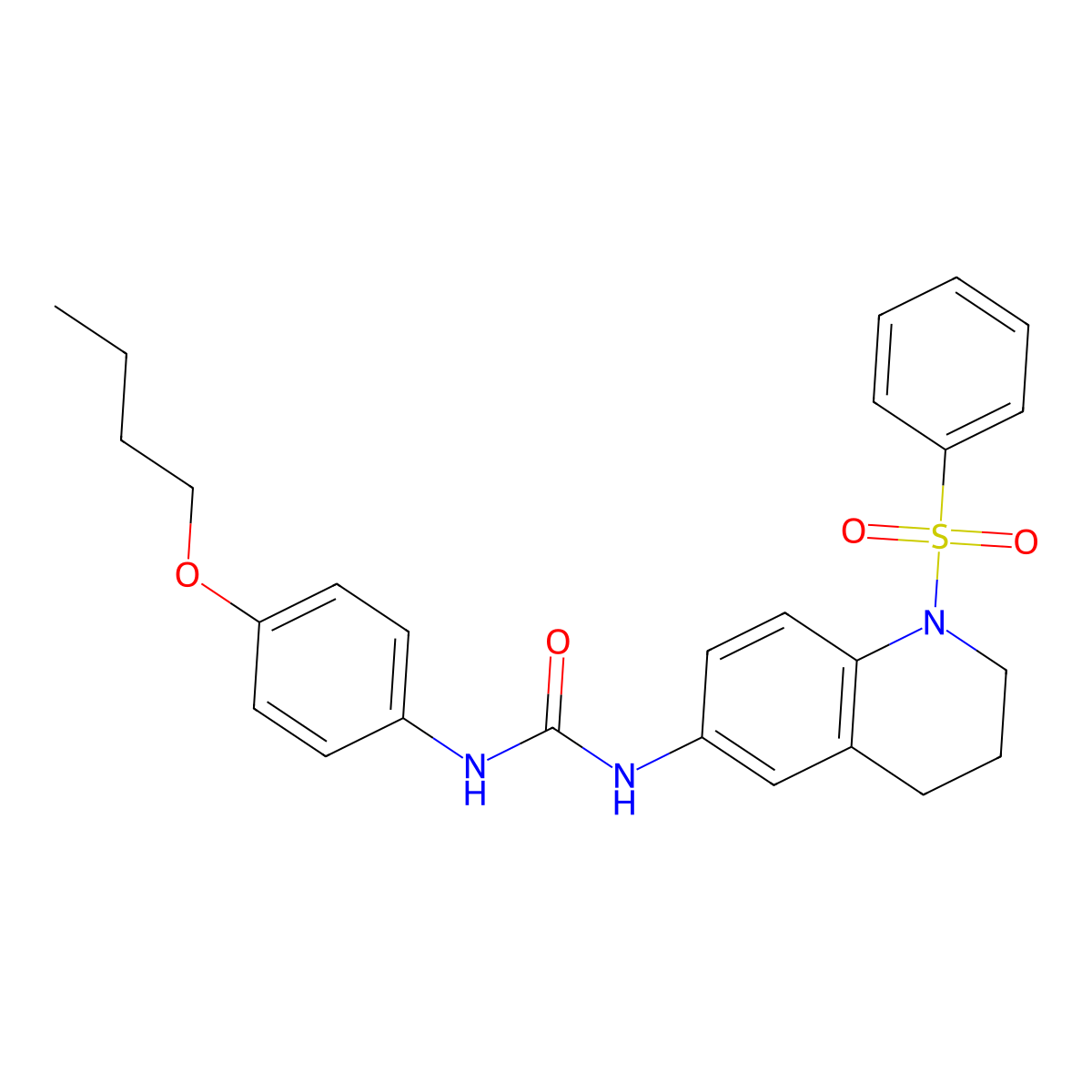 1-(4-Butoxyphenyl)-3-(1-(phenylsulfonyl)-1,2,3,4-tetrahydroquinolin-6-yl)urea molecular structure, CAS 1202995-47-8