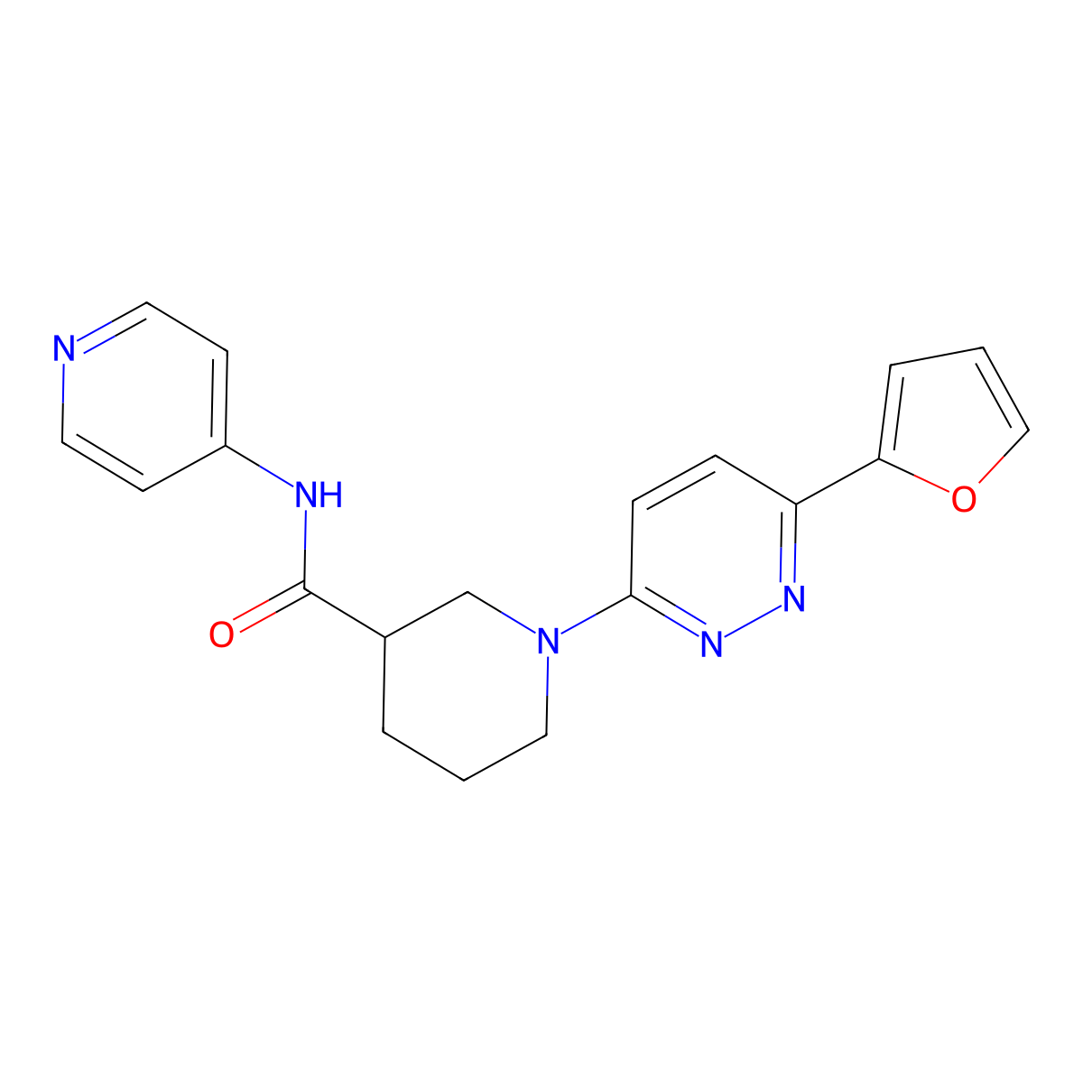 1-(6-(furan-2-yl)pyridazin-3-yl)-N-(pyridin-4-yl)piperidine-3-carboxamide molecular structure, CAS 1202995-50-3