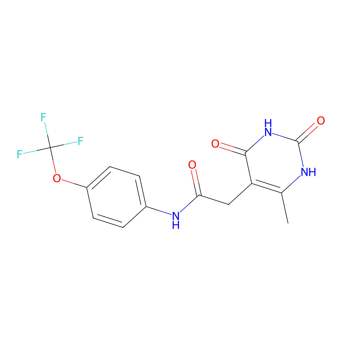2-(6-methyl-2,4-dioxo-1,2,3,4-tetrahydropyrimidin-5-yl)-N-(4-(trifluoromethoxy)phenyl)acetamide molecular structure, CAS 1202996-49-3