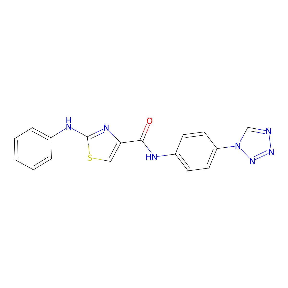 N-(4-(1H-tetrazol-1-yl)phenyl)-2-(phenylamino)thiazole-4-carboxamide molecular structure, CAS 1202996-63-1