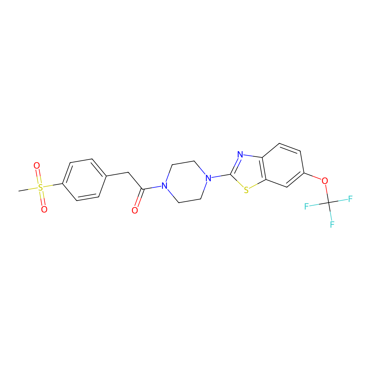 2-(4-(Methylsulfonyl)phenyl)-1-(4-(6-(trifluoromethoxy)benzo[d]thiazol-2-yl)piperazin-1-yl)ethanone molecular structure, CAS 1202996-99-3
