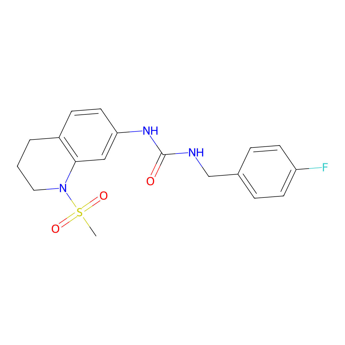 1-(4-Fluorobenzyl)-3-(1-(methylsulfonyl)-1,2,3,4-tetrahydroquinolin-7-yl)urea molecular structure, CAS 1202997-14-5