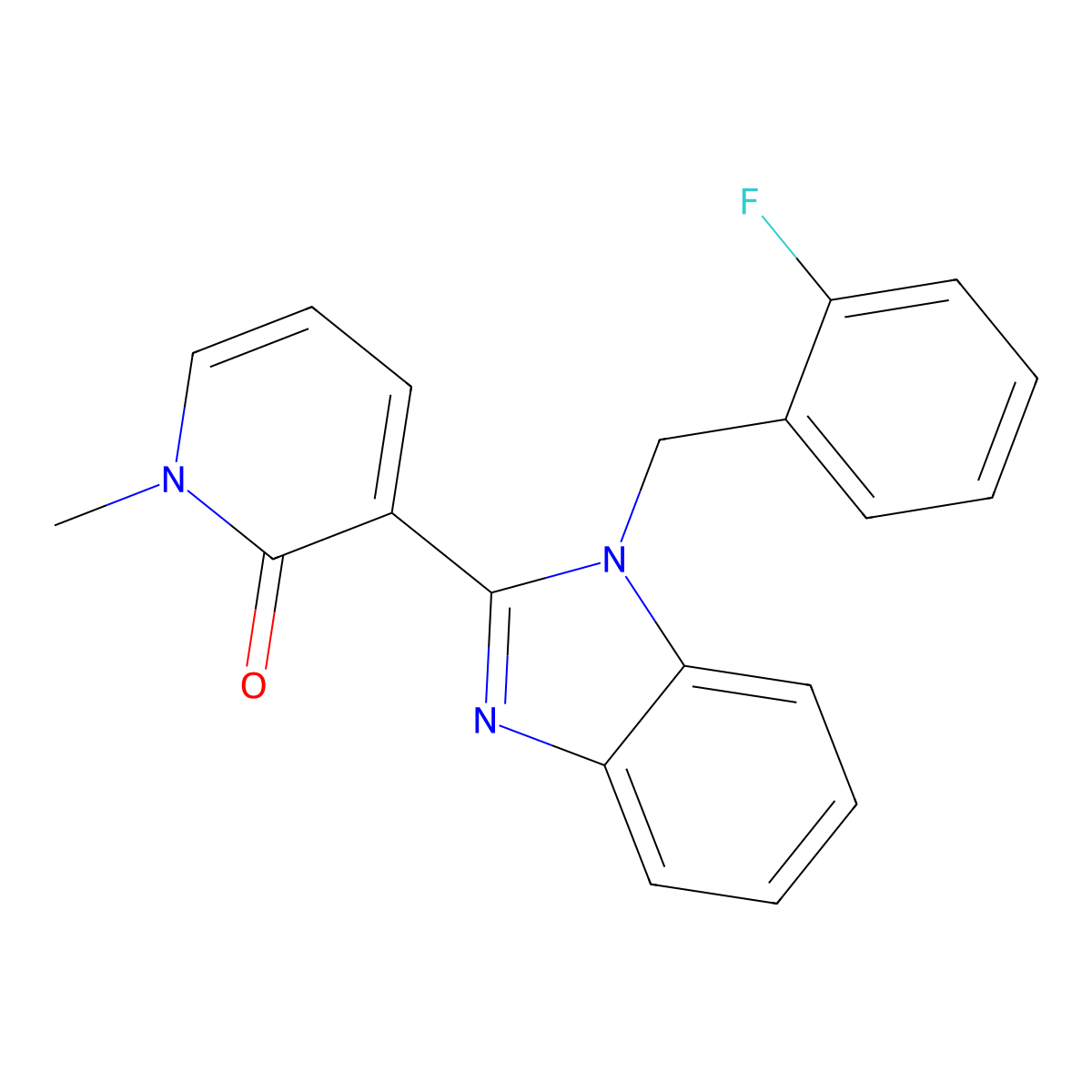 3-(1-(2-fluorobenzyl)-1H-benzo[d]imidazol-2-yl)-1-methylpyridin-2(1H)-one molecular structure, CAS 1202997-42-9
