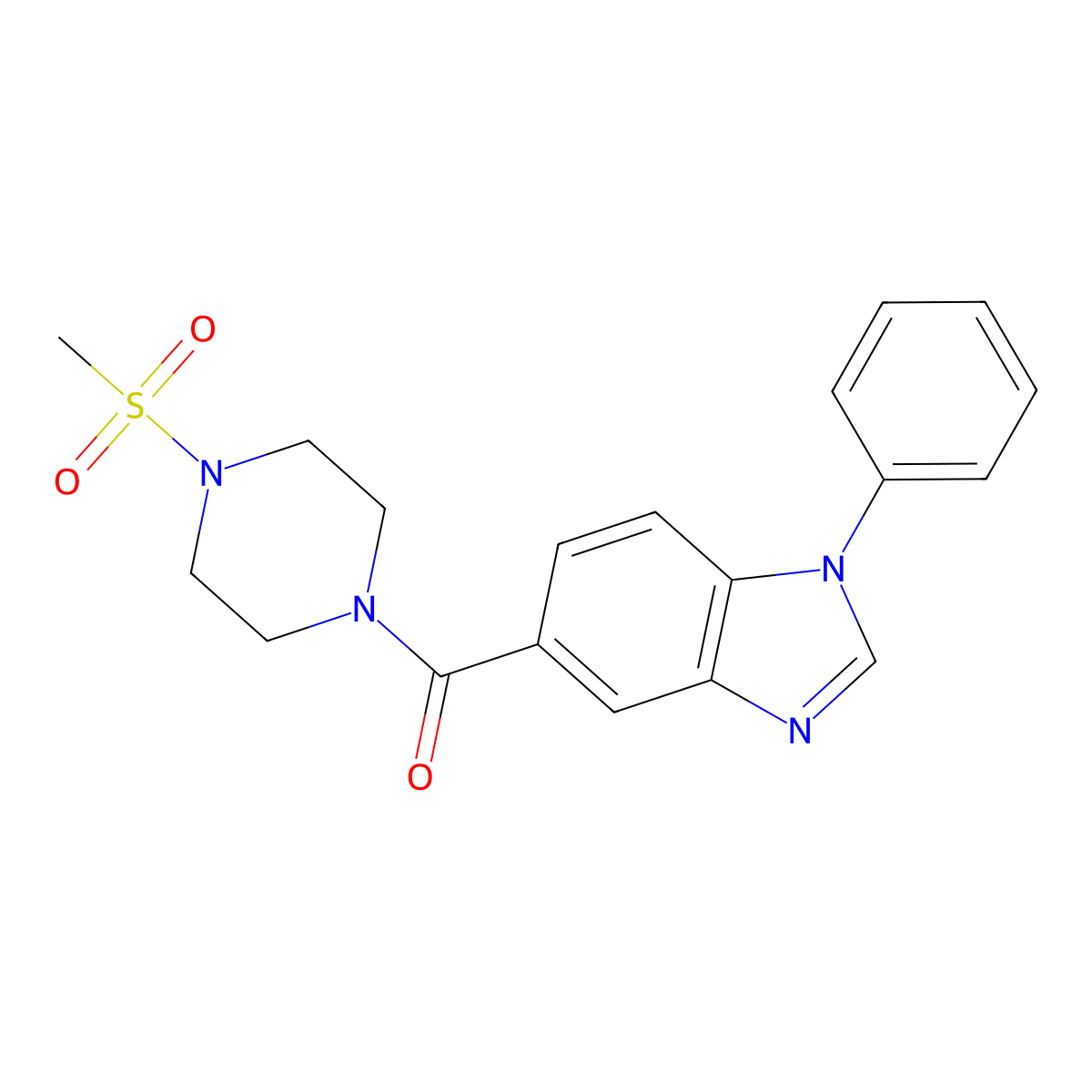 (4-(methylsulfonyl)piperazin-1-yl)(1-phenyl-1H-benzo[d]imidazol-5-yl)methanone molecular structure, CAS 1202997-56-5