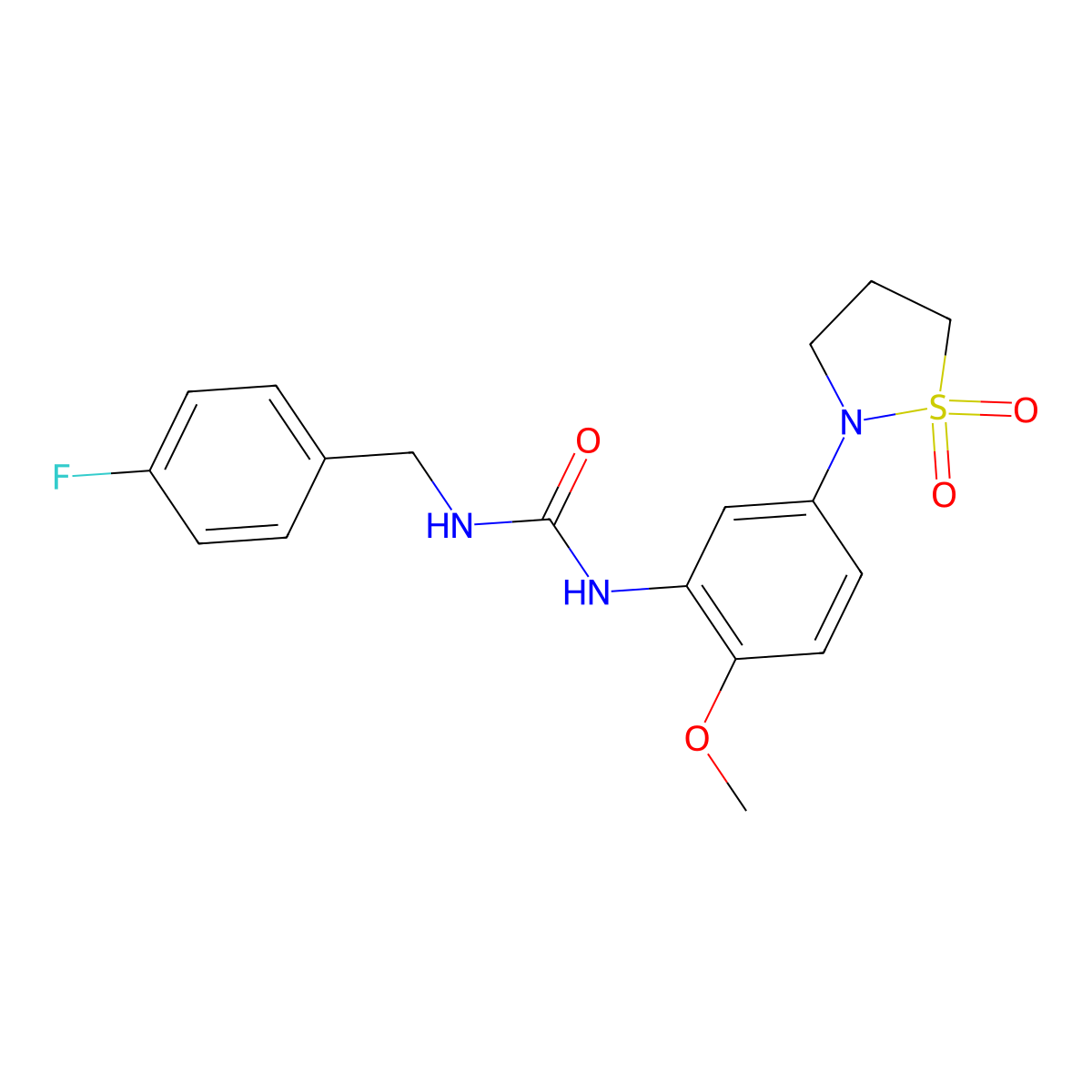 1-(5-(1,1-Dioxidoisothiazolidin-2-yl)-2-methoxyphenyl)-3-(4-fluorobenzyl)urea molecular structure, CAS 1202997-84-9