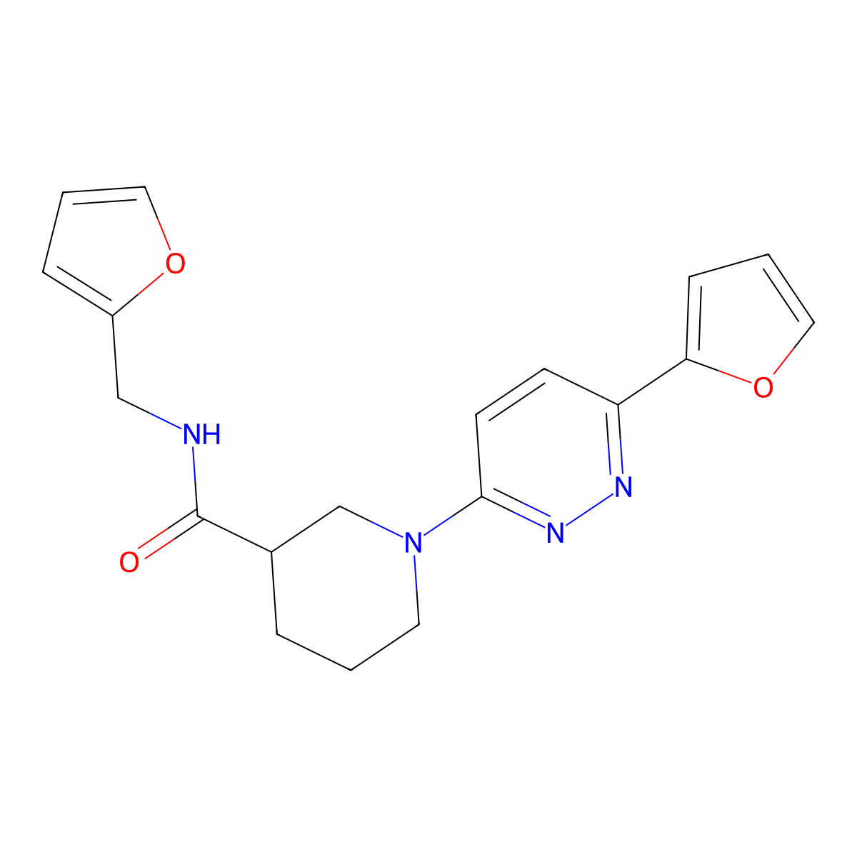1-(6-(furan-2-yl)pyridazin-3-yl)-N-(furan-2-ylmethyl)piperidine-3-carboxamide molecular structure, CAS 1202997-94-1