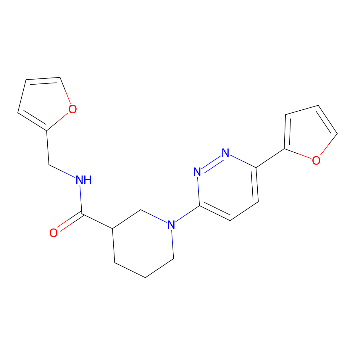 1-(6-(furan-2-yl)pyridazin-3-yl)-N-(furan-2-ylmethyl)piperidine-3-carboxamide molecular structure, CAS 1202997-94-1