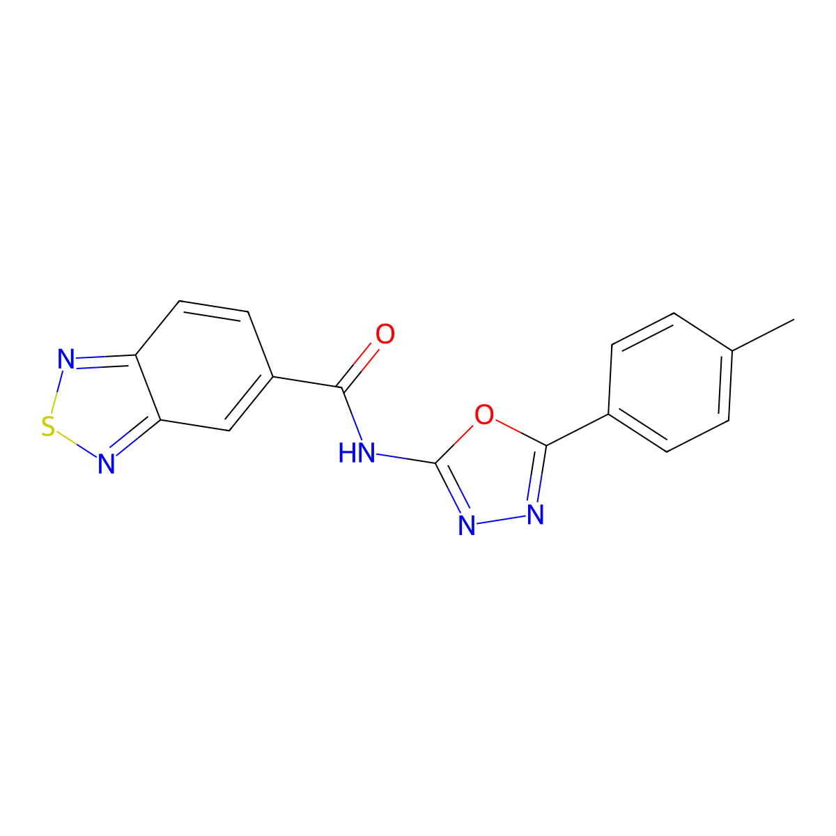 N-(5-(p-tolyl)-1,3,4-oxadiazol-2-yl)benzo[c][1,2,5]thiadiazole-5-carboxamide molecular structure, CAS 1202998-03-5