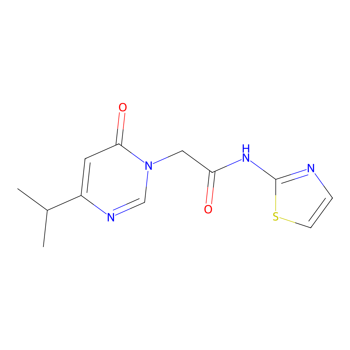 2-(4-isopropyl-6-oxopyrimidin-1(6H)-yl)-N-(thiazol-2-yl)acetamide molecular structure, CAS 1202998-06-8