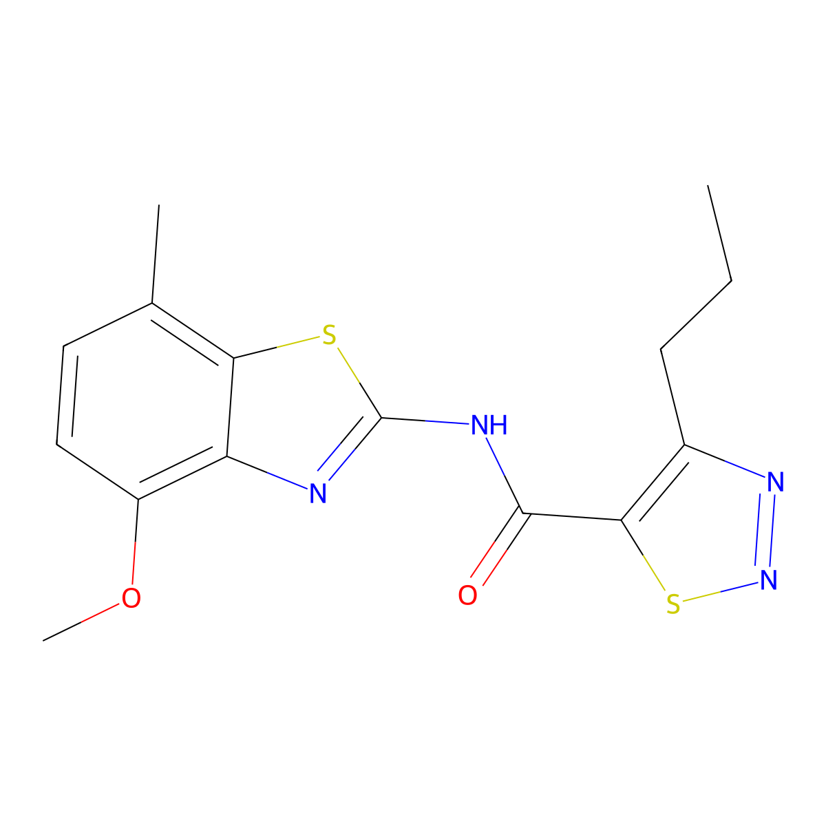 N-(4-methoxy-7-methylbenzo[d]thiazol-2-yl)-4-propyl-1,2,3-thiadiazole-5-carboxamide molecular structure, CAS 1202999-52-7