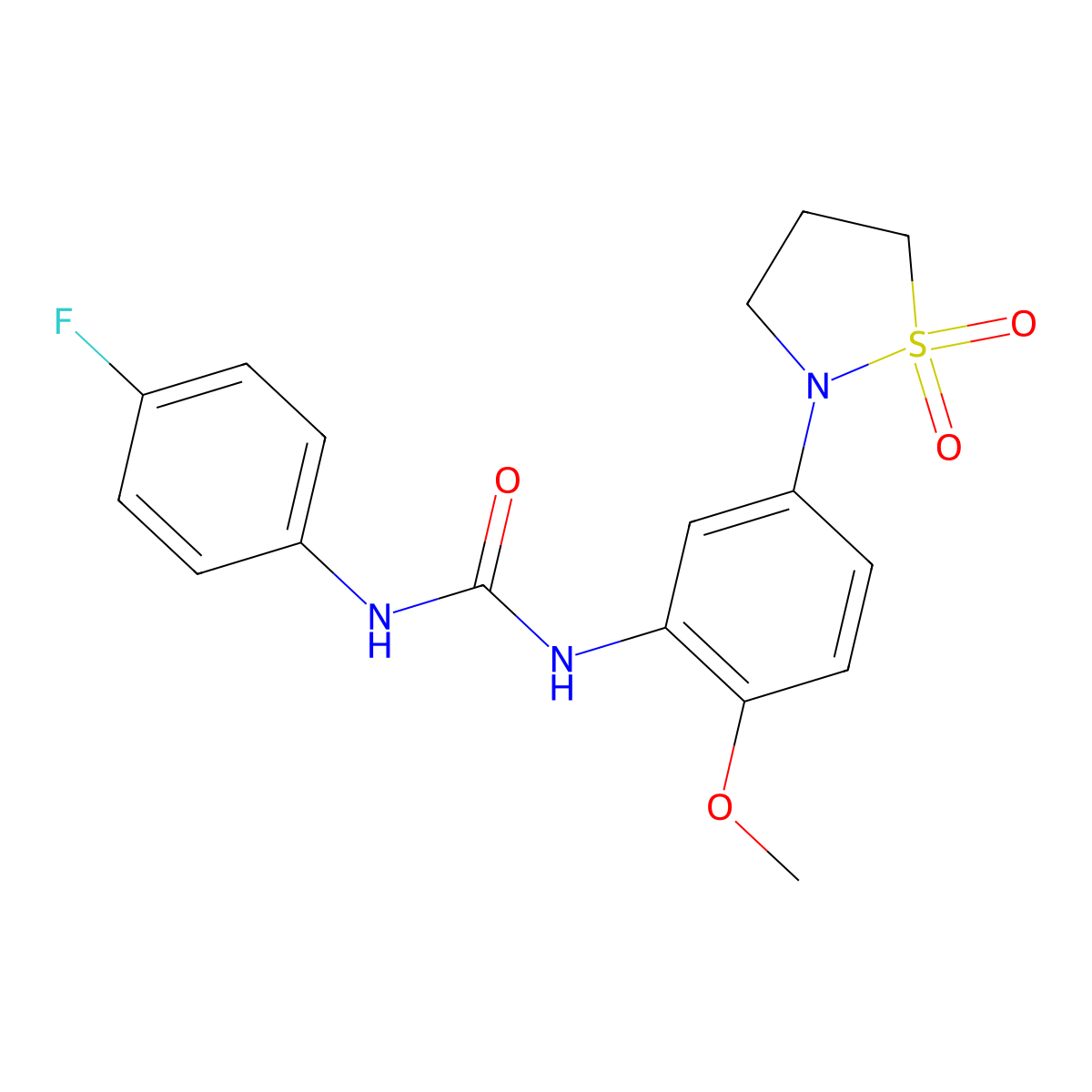 1-(5-(1,1-Dioxidoisothiazolidin-2-yl)-2-methoxyphenyl)-3-(4-fluorophenyl)urea molecular structure, CAS 1202999-72-1