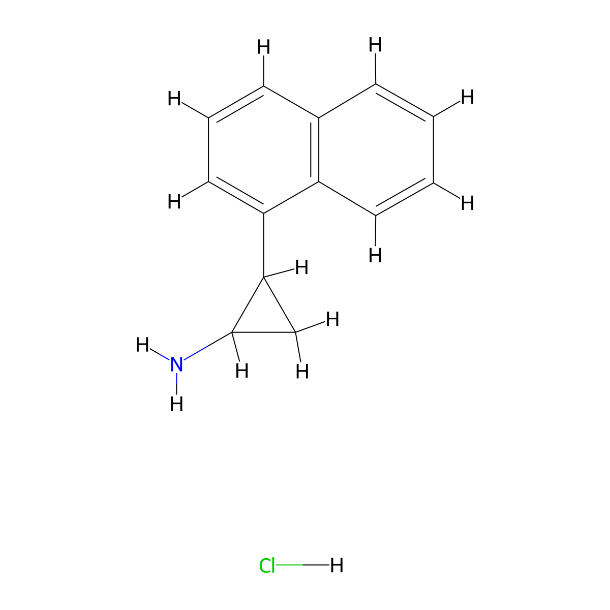 2-(Naphthalen-1-yl)cyclopropan-1-amine hydrochloride molecular structure, CAS 1203-44-7