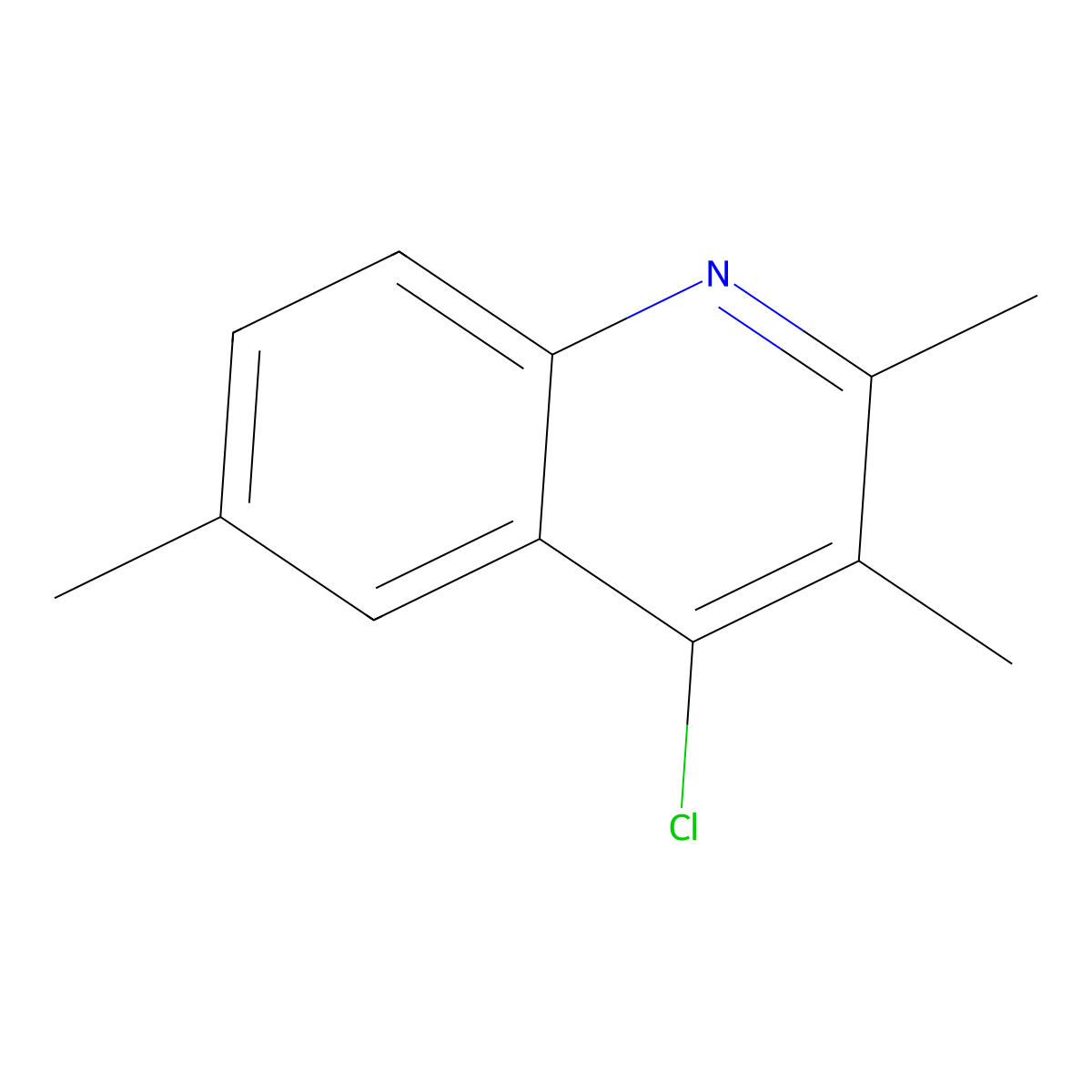 4-Chloro-2,3,6-trimethylquinoline molecular structure, CAS 1203-71-0