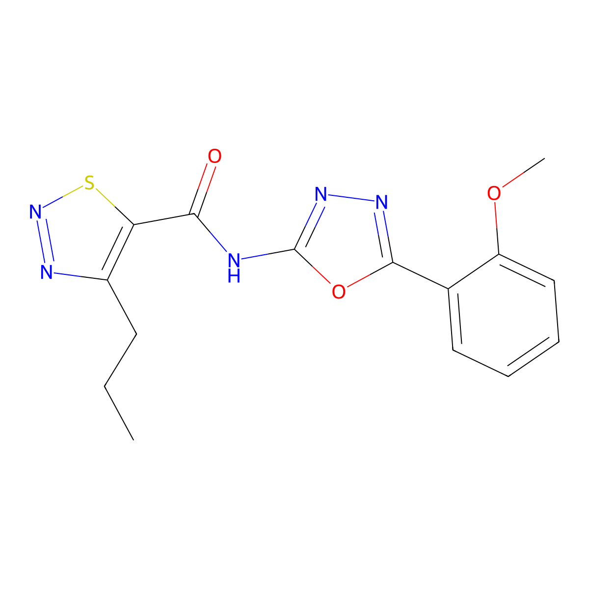 N-(5-(2-methoxyphenyl)-1,3,4-oxadiazol-2-yl)-4-propyl-1,2,3-thiadiazole-5-carboxamide molecular structure, CAS 1203001-43-7