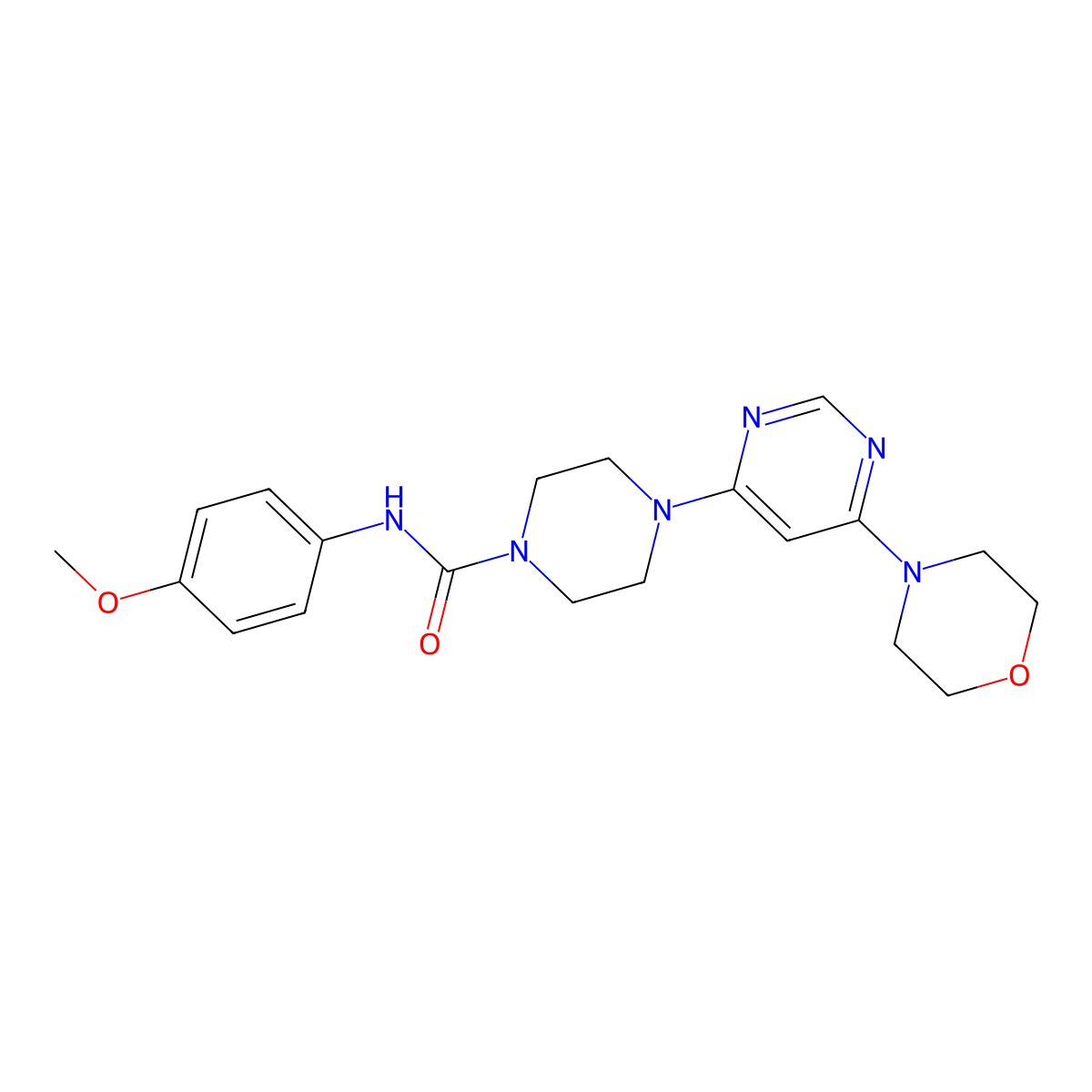 N-(4-methoxyphenyl)-4-(6-morpholinopyrimidin-4-yl)piperazine-1-carboxamide molecular structure, CAS 1203001-72-2