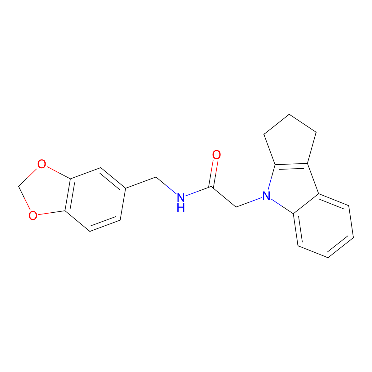 N-(benzo[d][1,3]dioxol-5-ylmethyl)-2-(2,3-dihydrocyclopenta[b]indol-4(1H)-yl)acetamide molecular structure, CAS 1203002-59-8