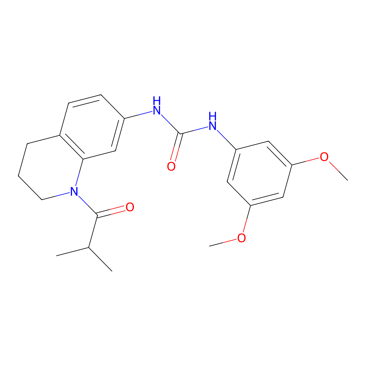 1-(3,5-Dimethoxyphenyl)-3-(1-isobutyryl-1,2,3,4-tetrahydroquinolin-7-yl)urea molecular structure, CAS 1203002-68-9