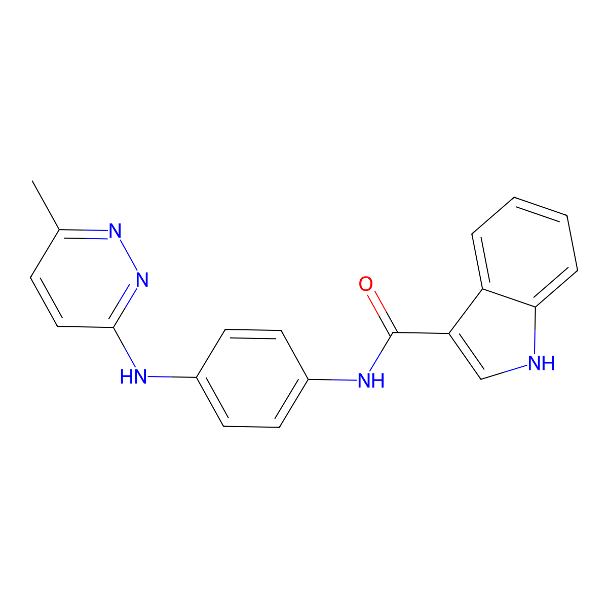 N-(4-((6-methylpyridazin-3-yl)amino)phenyl)-1H-indole-3-carboxamide molecular structure, CAS 1203002-70-3