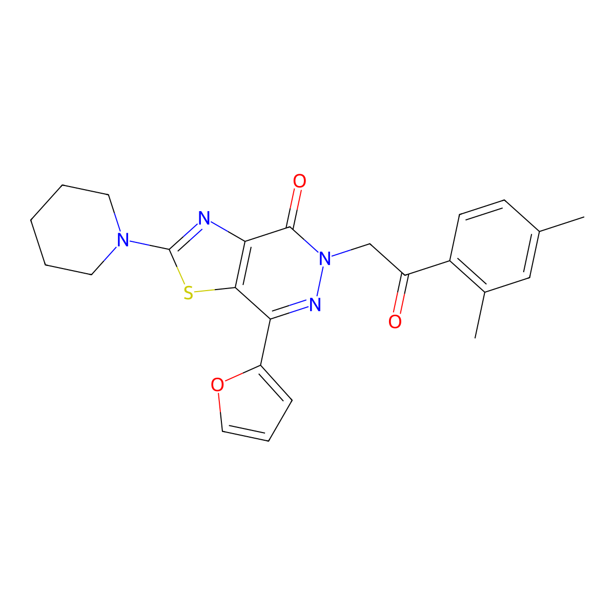 5-(2-(2,4-dimethylphenyl)-2-oxoethyl)-7-(furan-2-yl)-2-(piperidin-1-yl)thiazolo[4,5-d]pyridazin-4(5H)-one molecular structure, CAS 1203002-82-7