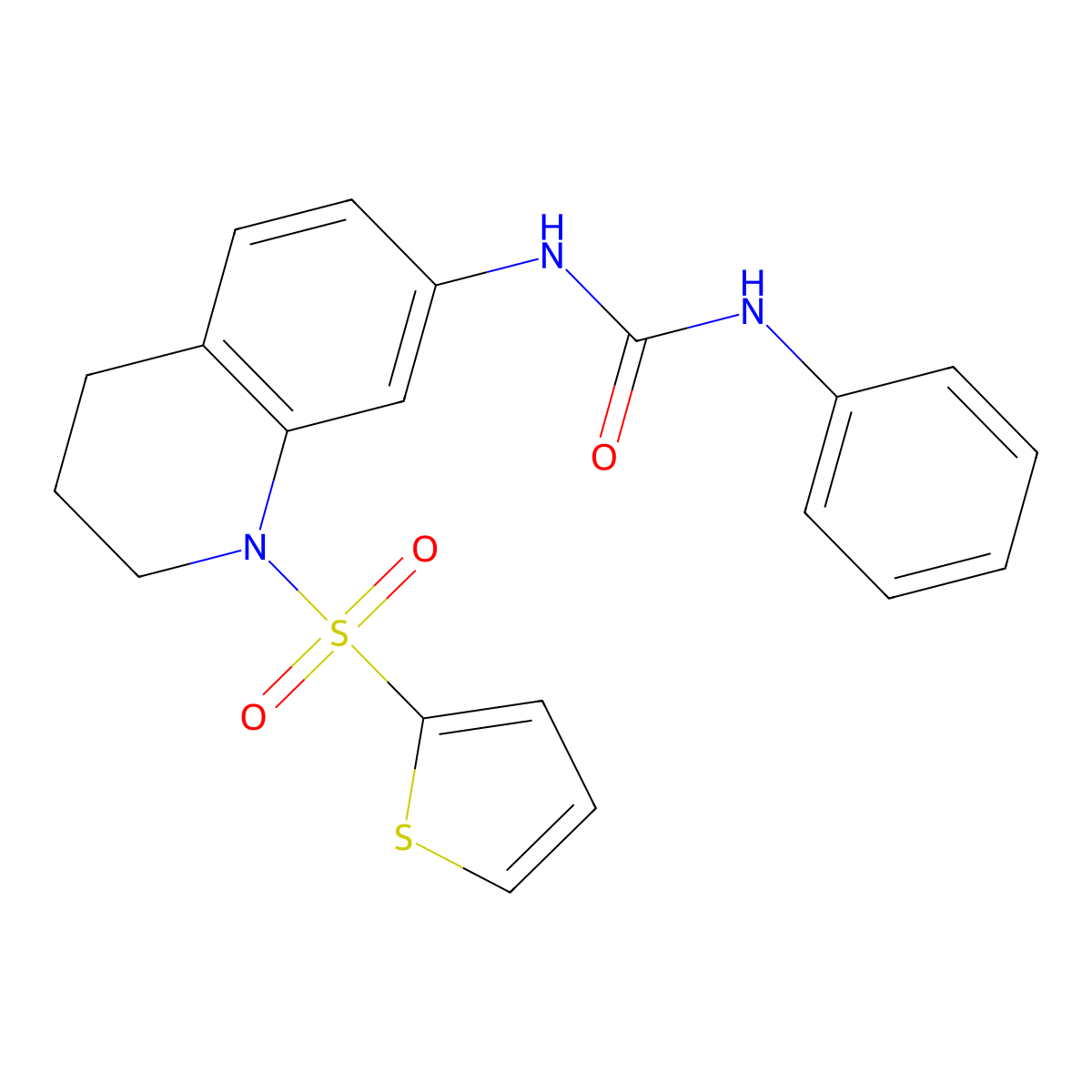 1-Phenyl-3-(1-(thiophen-2-ylsulfonyl)-1,2,3,4-tetrahydroquinolin-7-yl)urea molecular structure, CAS 1203003-60-4
