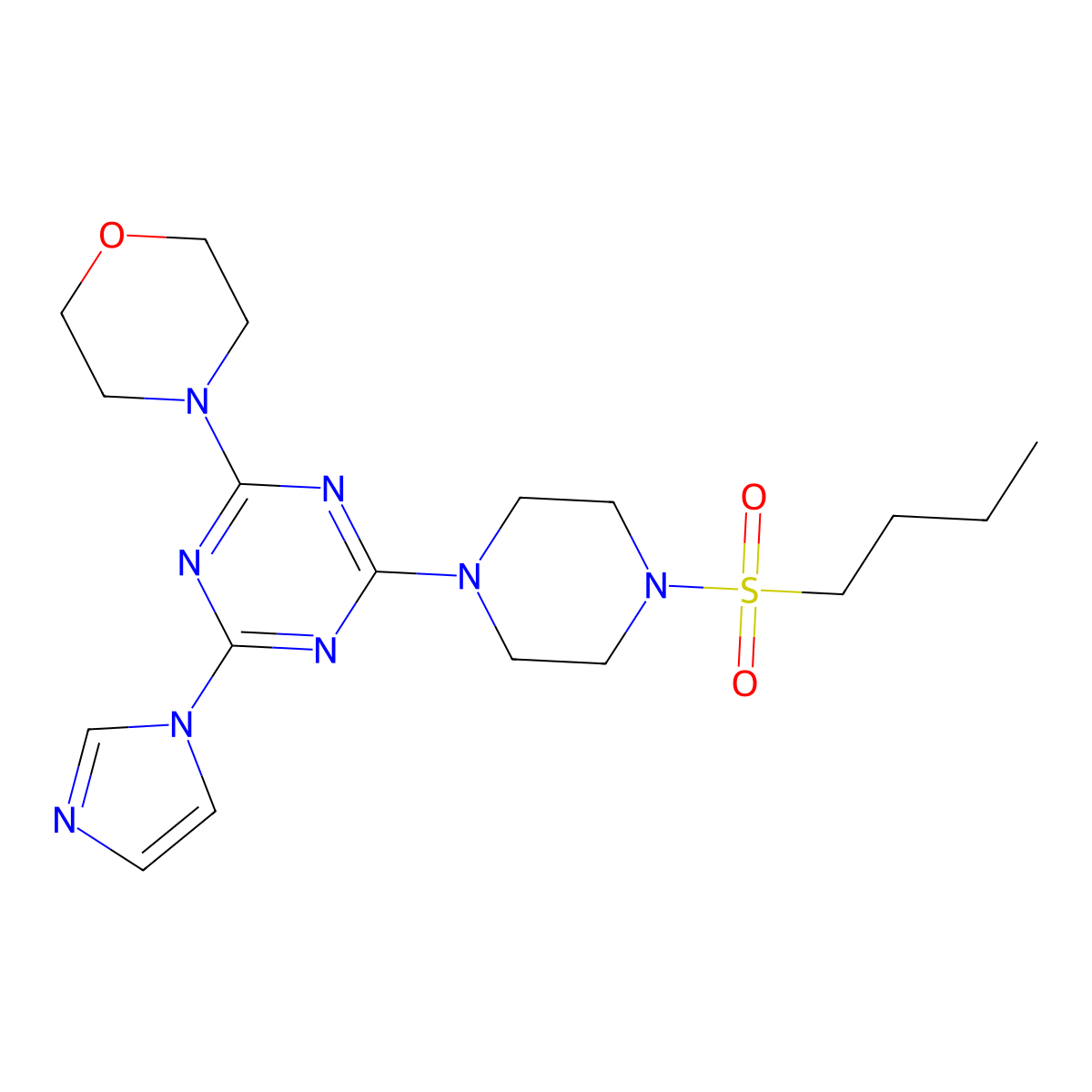 4-(4-(4-(butylsulfonyl)piperazin-1-yl)-6-(1H-imidazol-1-yl)-1,3,5-triazin-2-yl)morpholine molecular structure, CAS 1203003-93-3