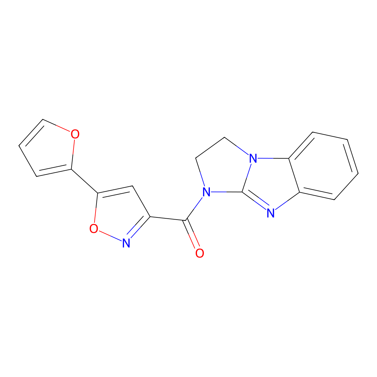 (2,3-dihydro-1H-benzo[d]imidazo[1,2-a]imidazol-1-yl)(5-(furan-2-yl)isoxazol-3-yl)methanone molecular structure, CAS 1203004-97-0