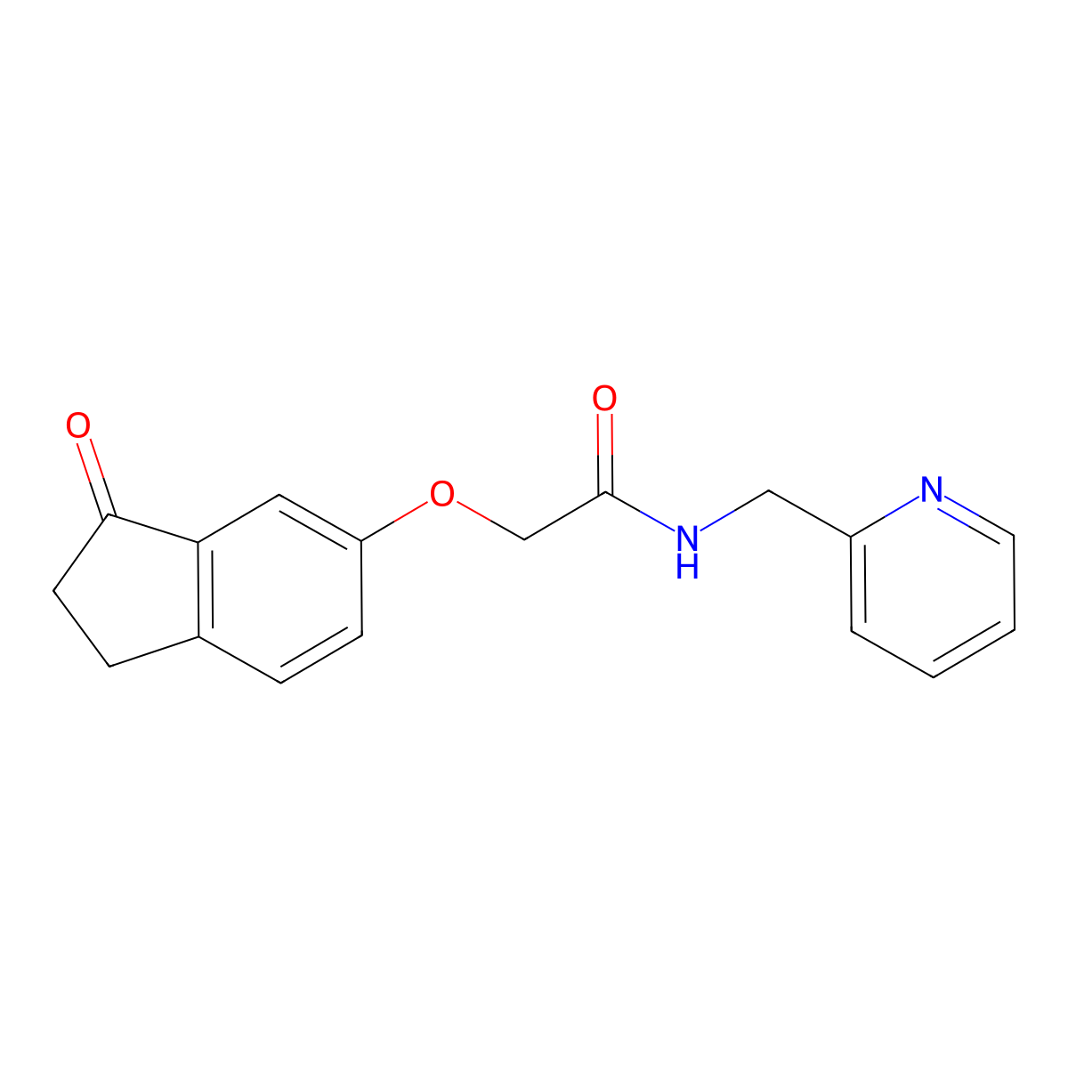 2-((3-oxo-2,3-dihydro-1H-inden-5-yl)oxy)-N-(pyridin-2-ylmethyl)acetamide molecular structure, CAS 1203005-55-3