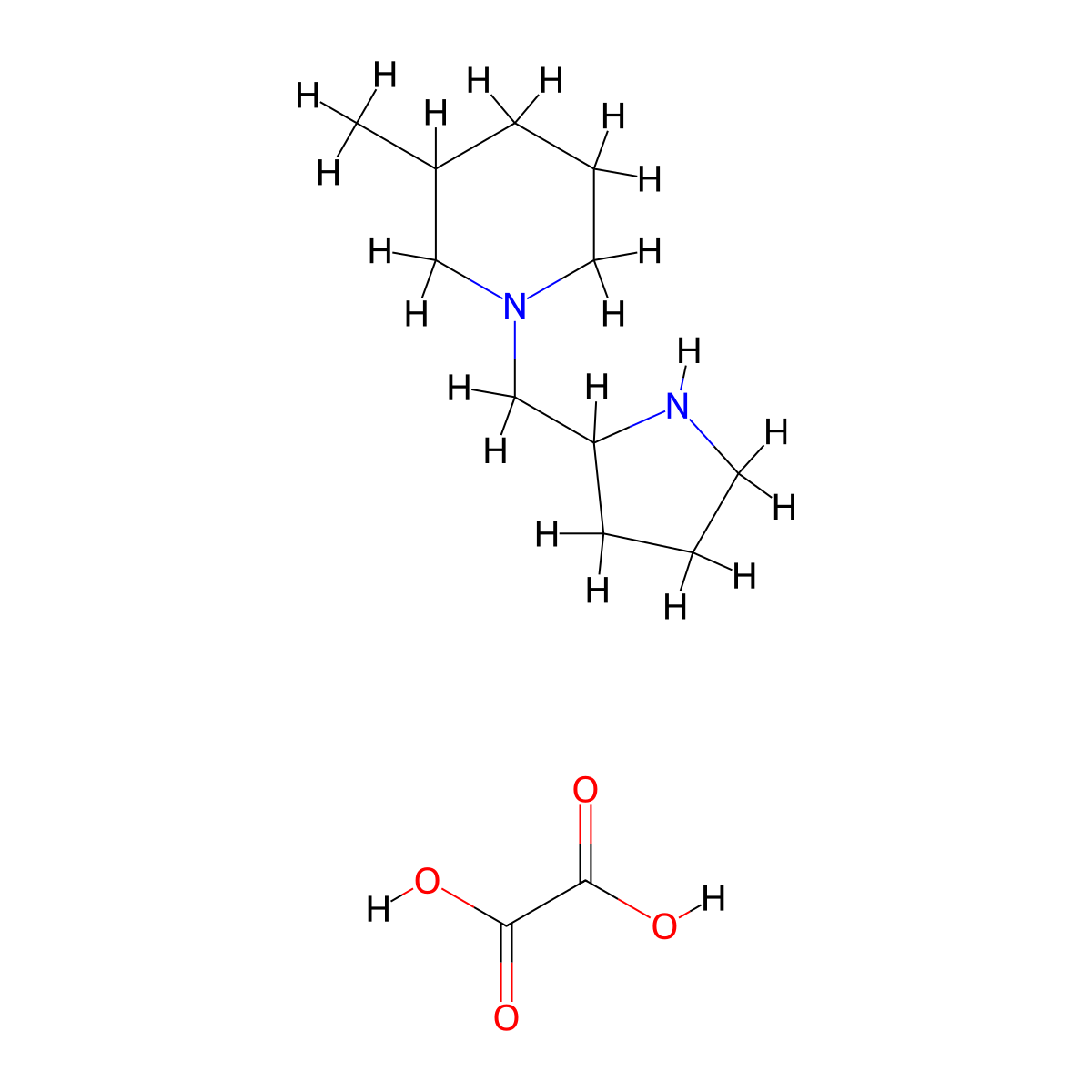 3-Methyl-1-(pyrrolidin-2-ylmethyl)piperidine oxalate molecular structure, CAS 1203006-02-3
