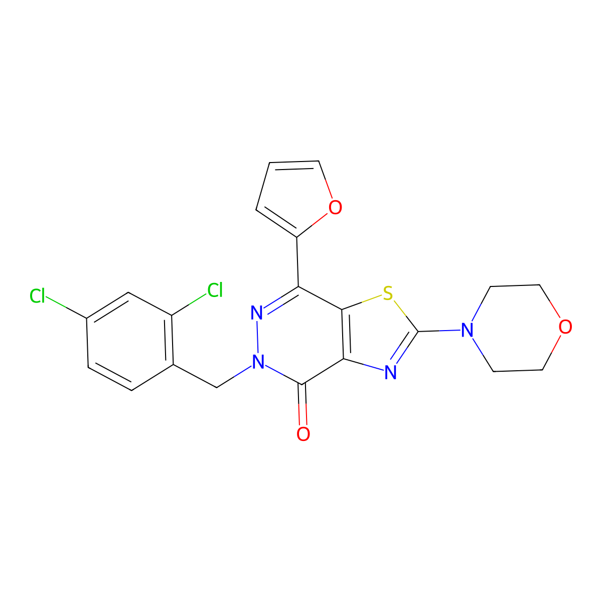 5-(2,4-dichlorobenzyl)-7-(furan-2-yl)-2-morpholinothiazolo[4,5-d]pyridazin-4(5H)-one molecular structure, CAS 1203006-76-1