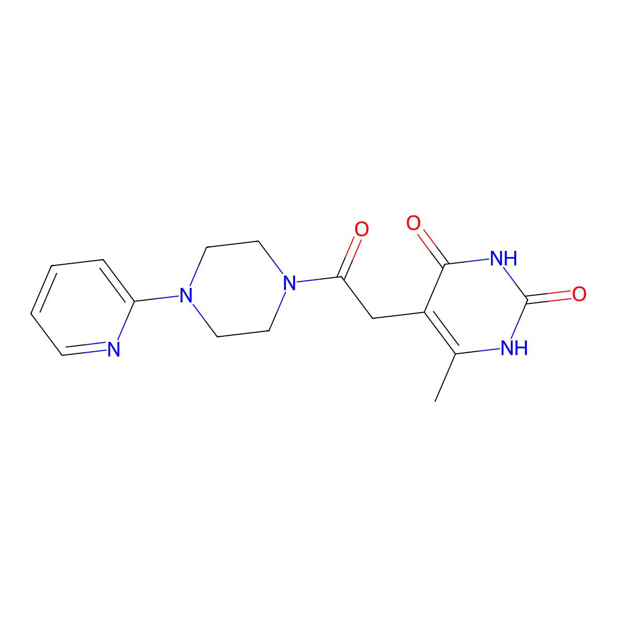 6-methyl-5-(2-oxo-2-(4-(pyridin-2-yl)piperazin-1-yl)ethyl)pyrimidine-2,4(1H,3H)-dione molecular structure, CAS 1203006-91-0