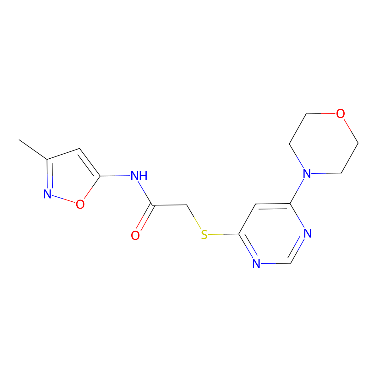 N-(3-methylisoxazol-5-yl)-2-((6-morpholinopyrimidin-4-yl)thio)acetamide molecular structure, CAS 1203007-24-2